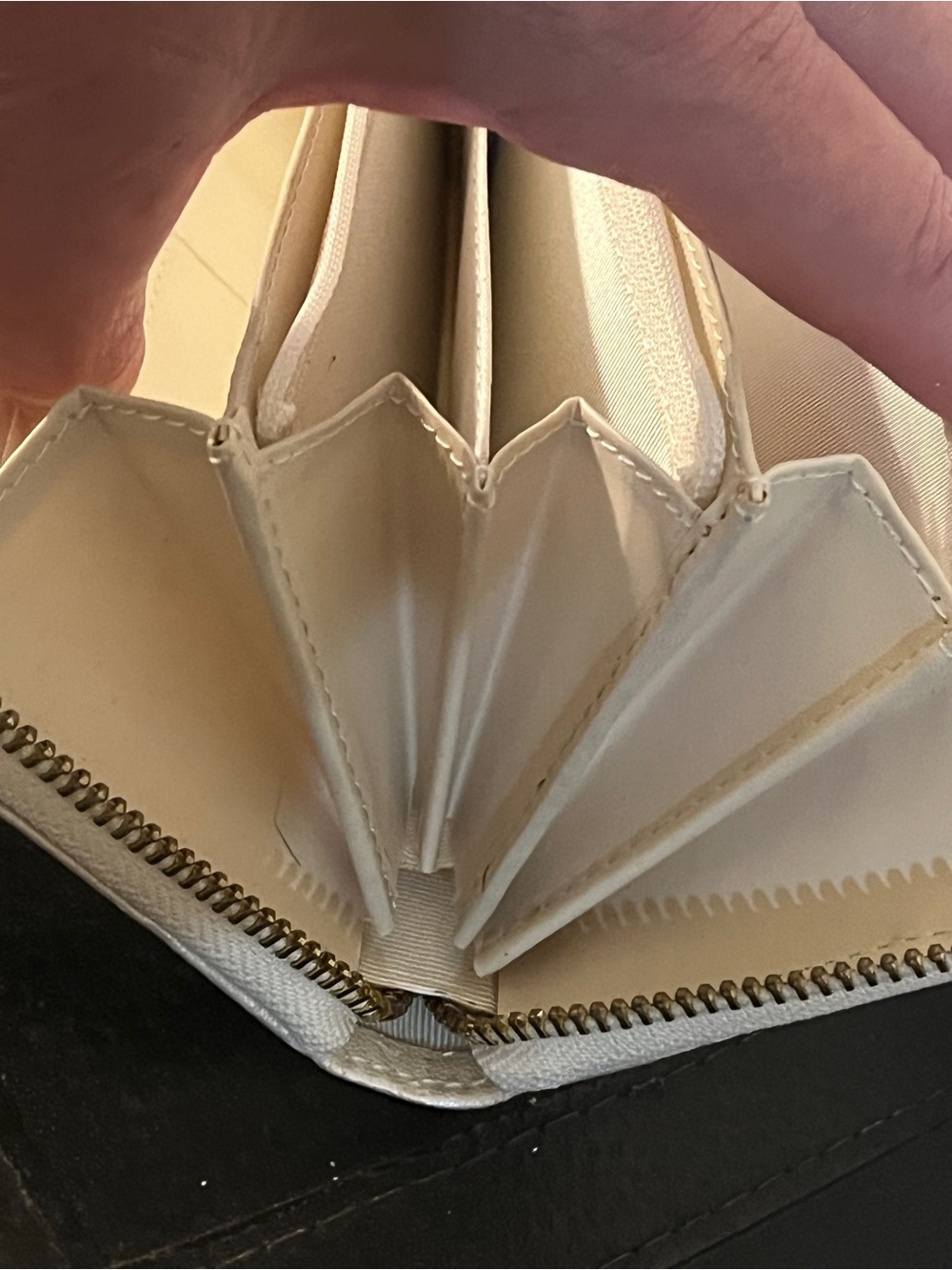 White Floral Accent Women's Wallet with Gold Details - Picture 9 of 11